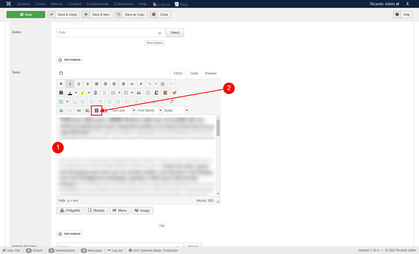 Adicionar um V&iacute;deo no meio do conte&uacute;do de texto
