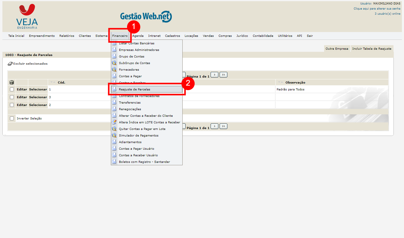 Atualizar parcelas por algum &iacute;ndice de corre&ccedil;&atilde;o