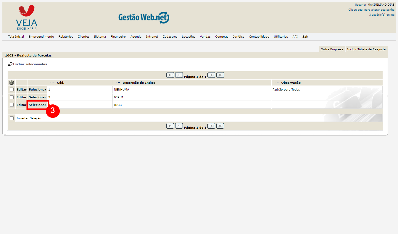 Atualizar parcelas por algum &iacute;ndice de corre&ccedil;&atilde;o