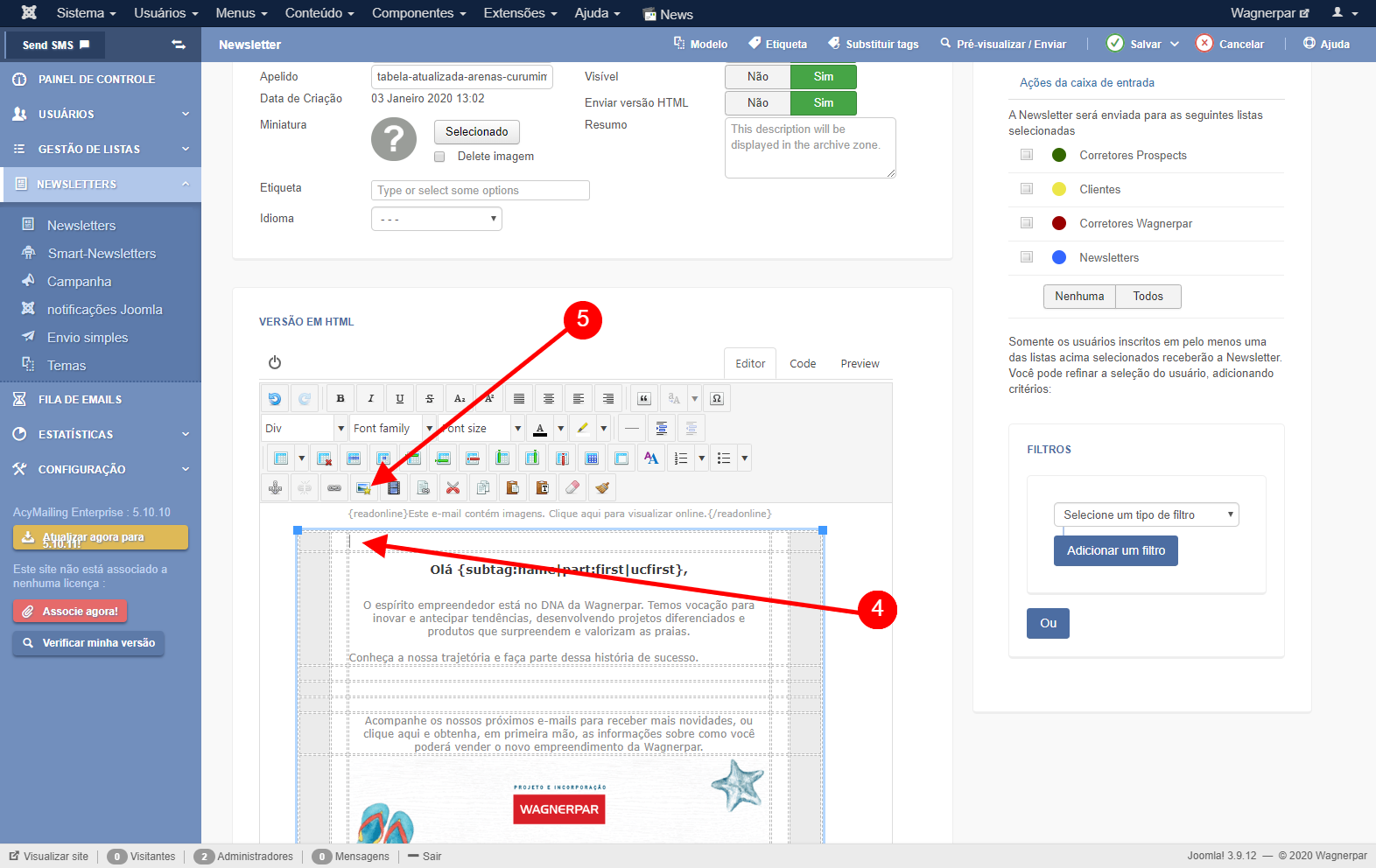 Incluir uma imagem no corpo de uma News