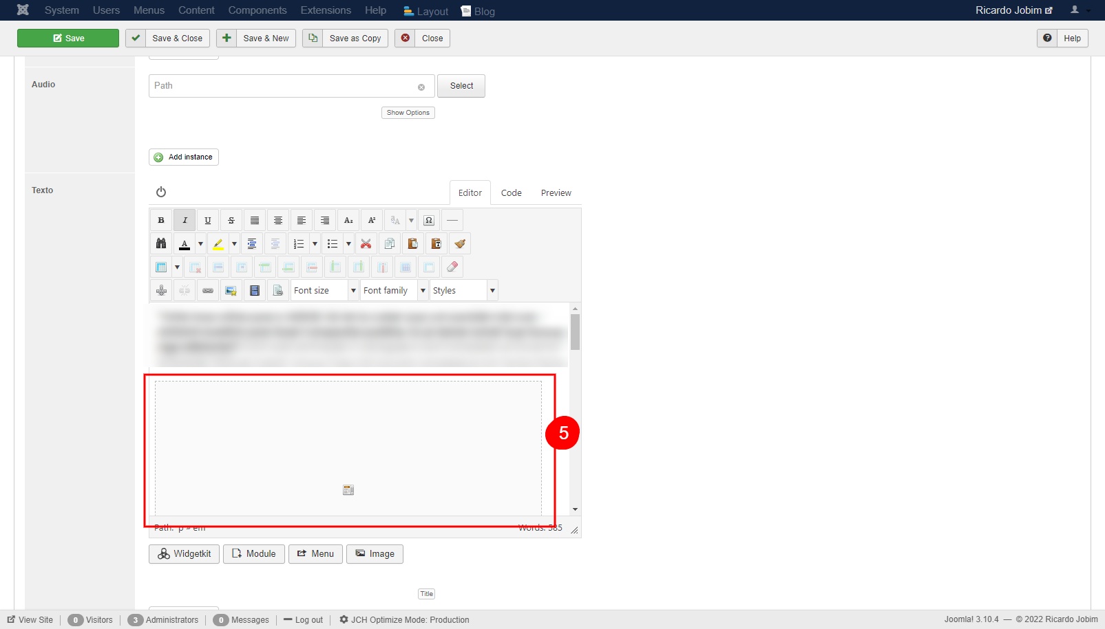 Adicionar um V&iacute;deo no meio do conte&uacute;do de texto