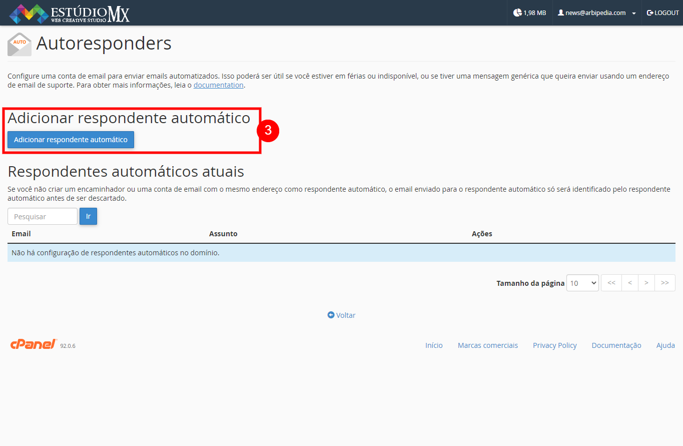 Resposta autom&aacute;tica de aus&ecirc;ncia