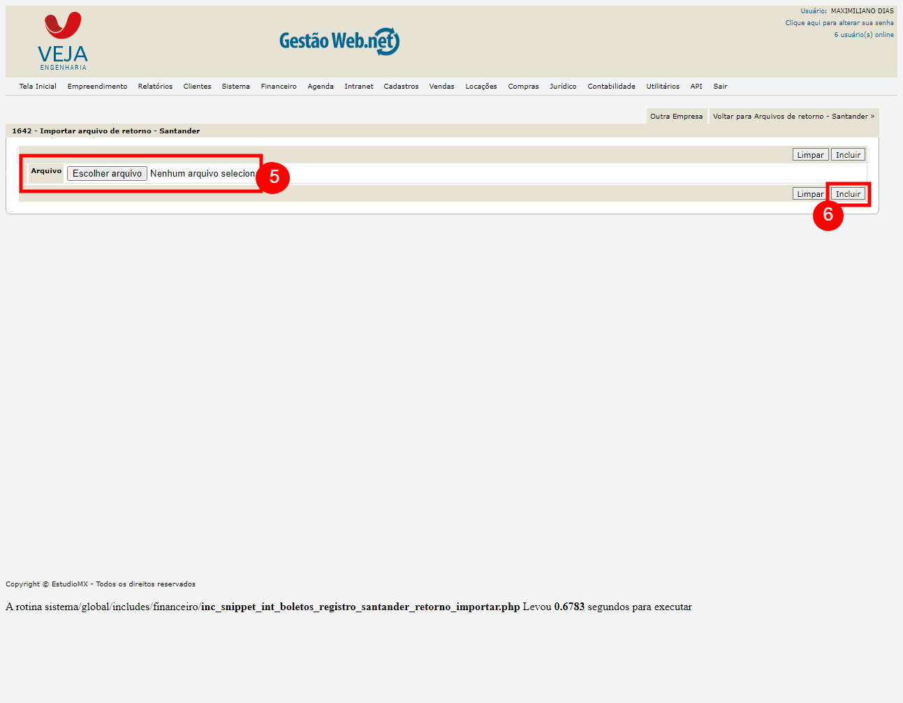 Importar Arquivo Retorno Santander e baixa do Contas a Receber