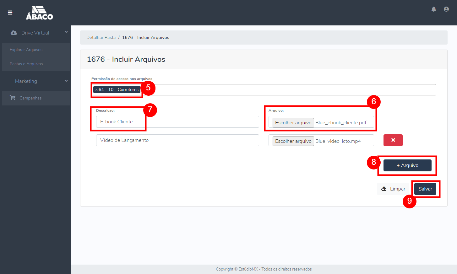 Upload de arquivos no Drive