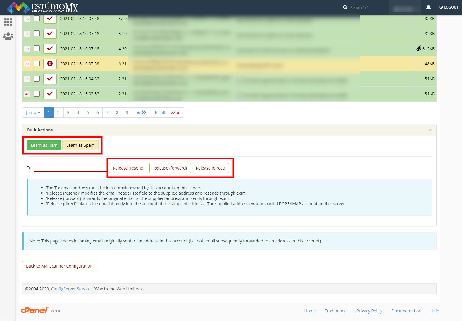 Acessar E-mails bloqueados na minha hospedagem