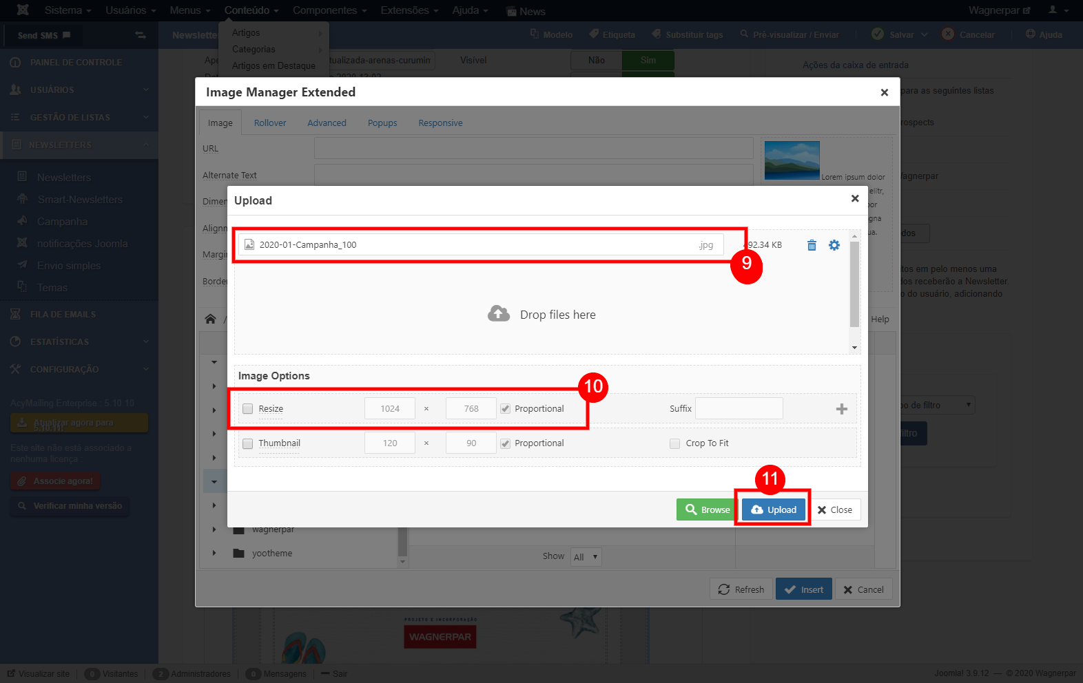 Incluir uma imagem no corpo de uma News