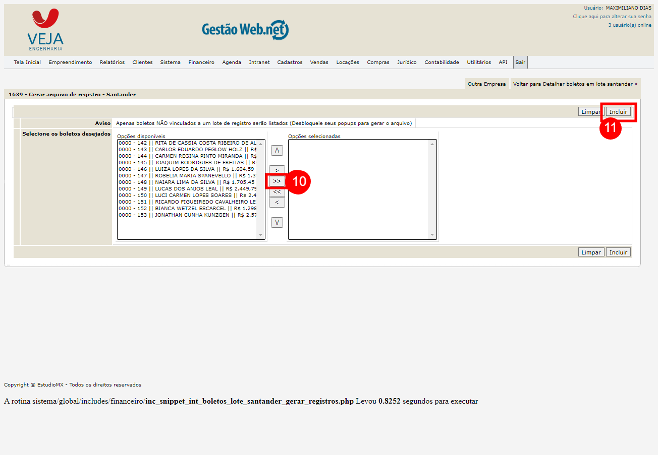 Gerar Boletos em lote Santander