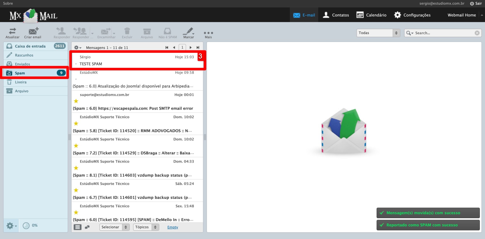 Como marcar um e-mail como spam