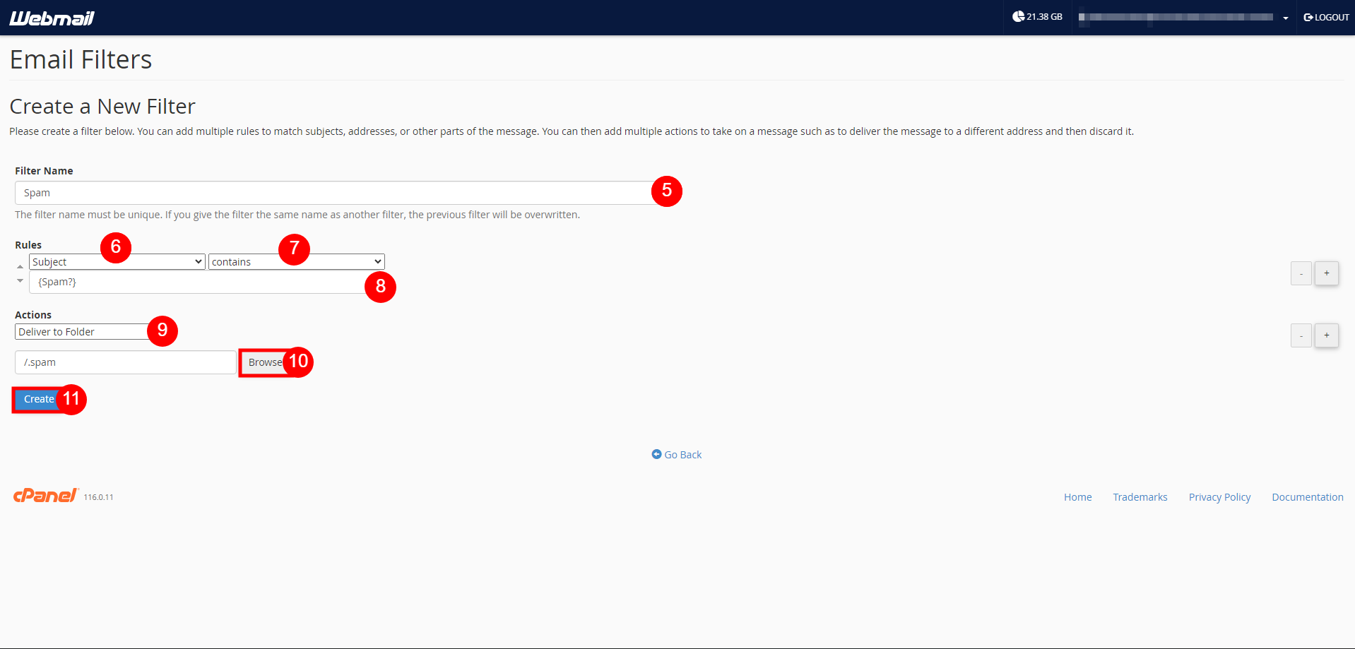 Criar Filtro de Spam no Endere&ccedil;o de E-mail