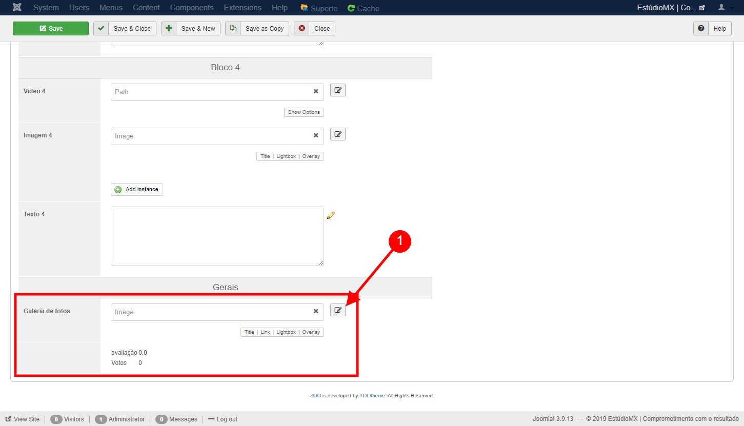 Incluir uma Galeria de Fotos