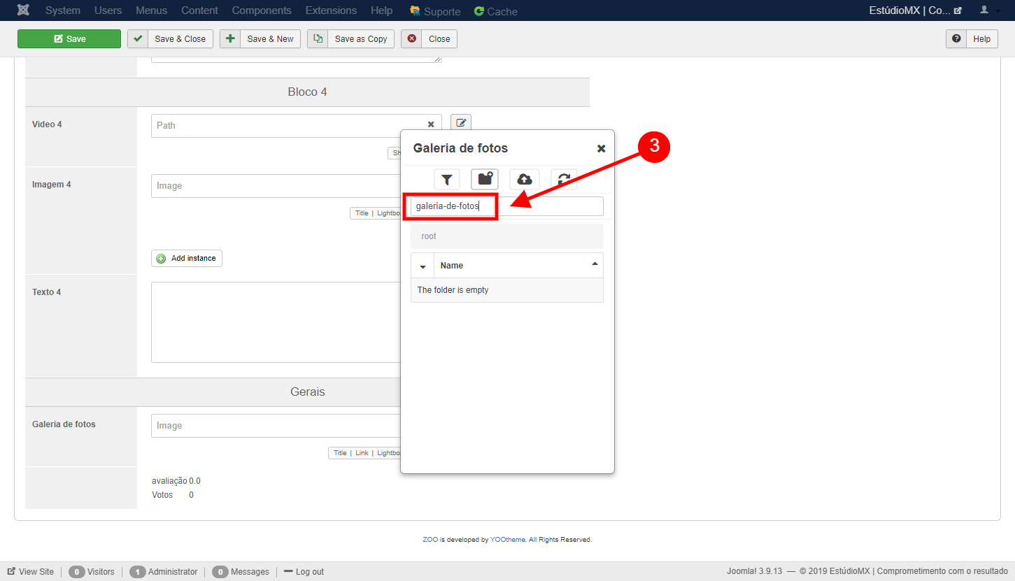 Incluir uma Galeria de Fotos