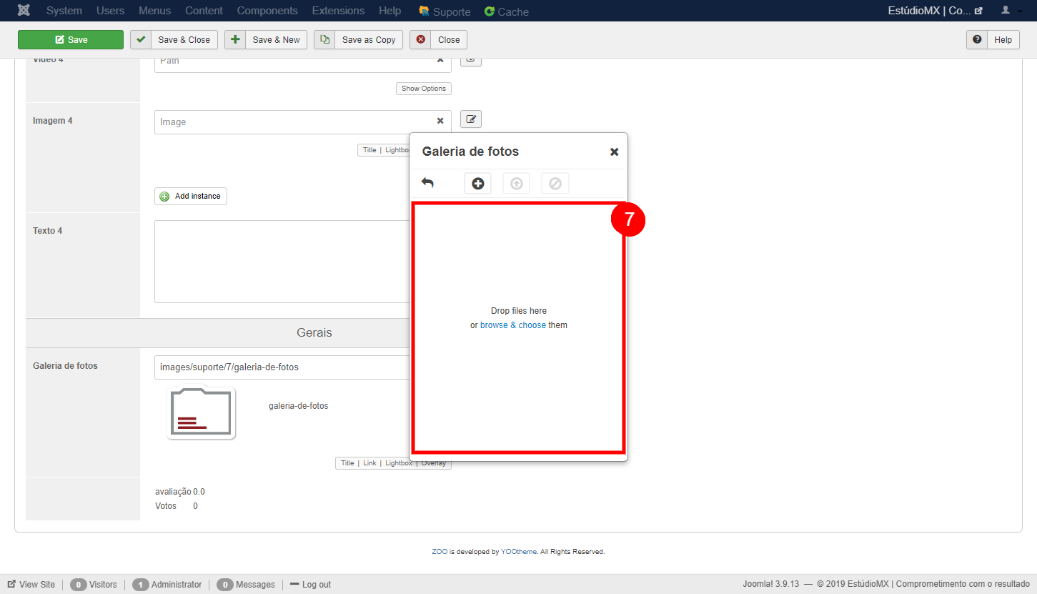 Incluir uma Galeria de Fotos