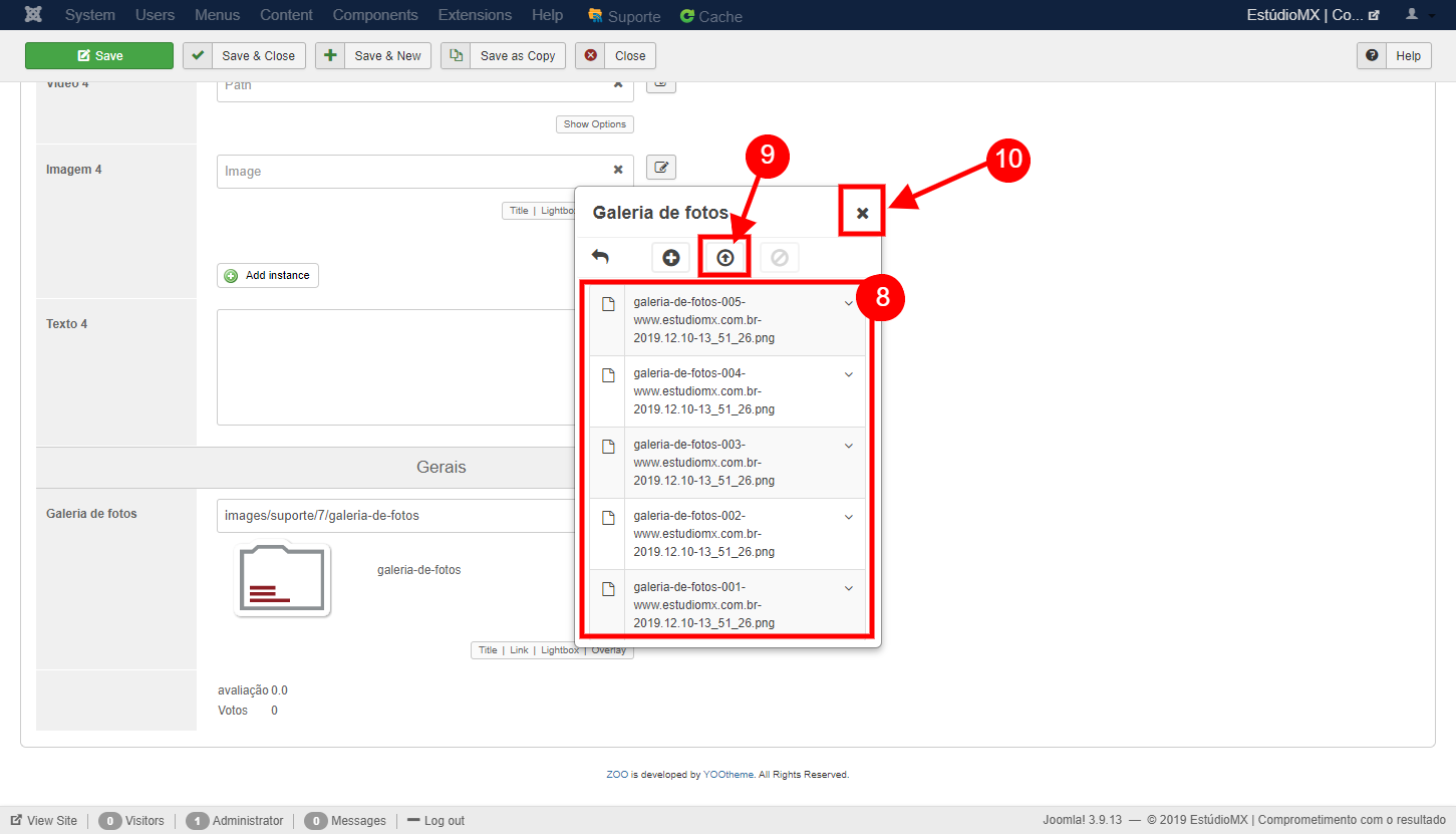 Incluir uma Galeria de Fotos