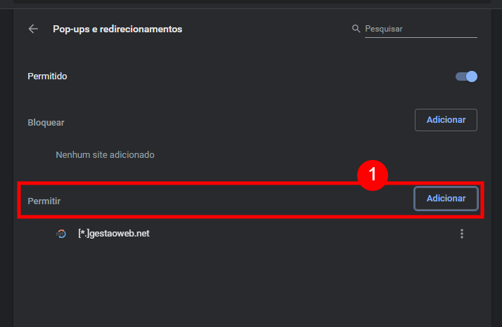 Habilitar janelas pop-up no Gest&atilde;o Web