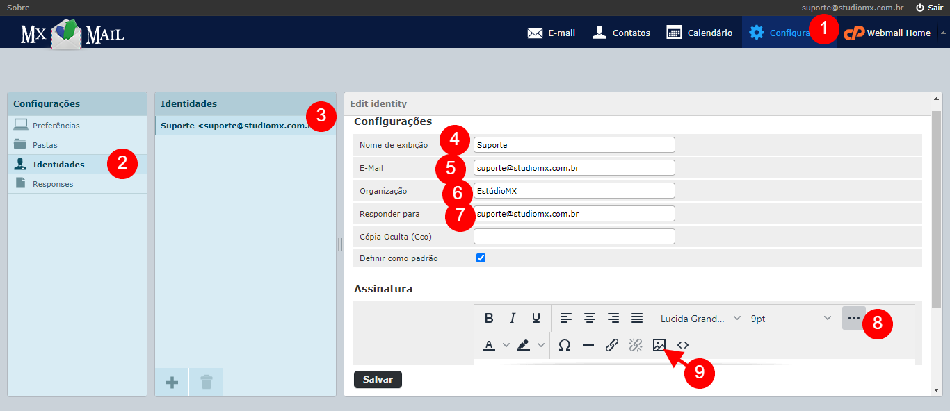 Alterar Assinatura no Webmail